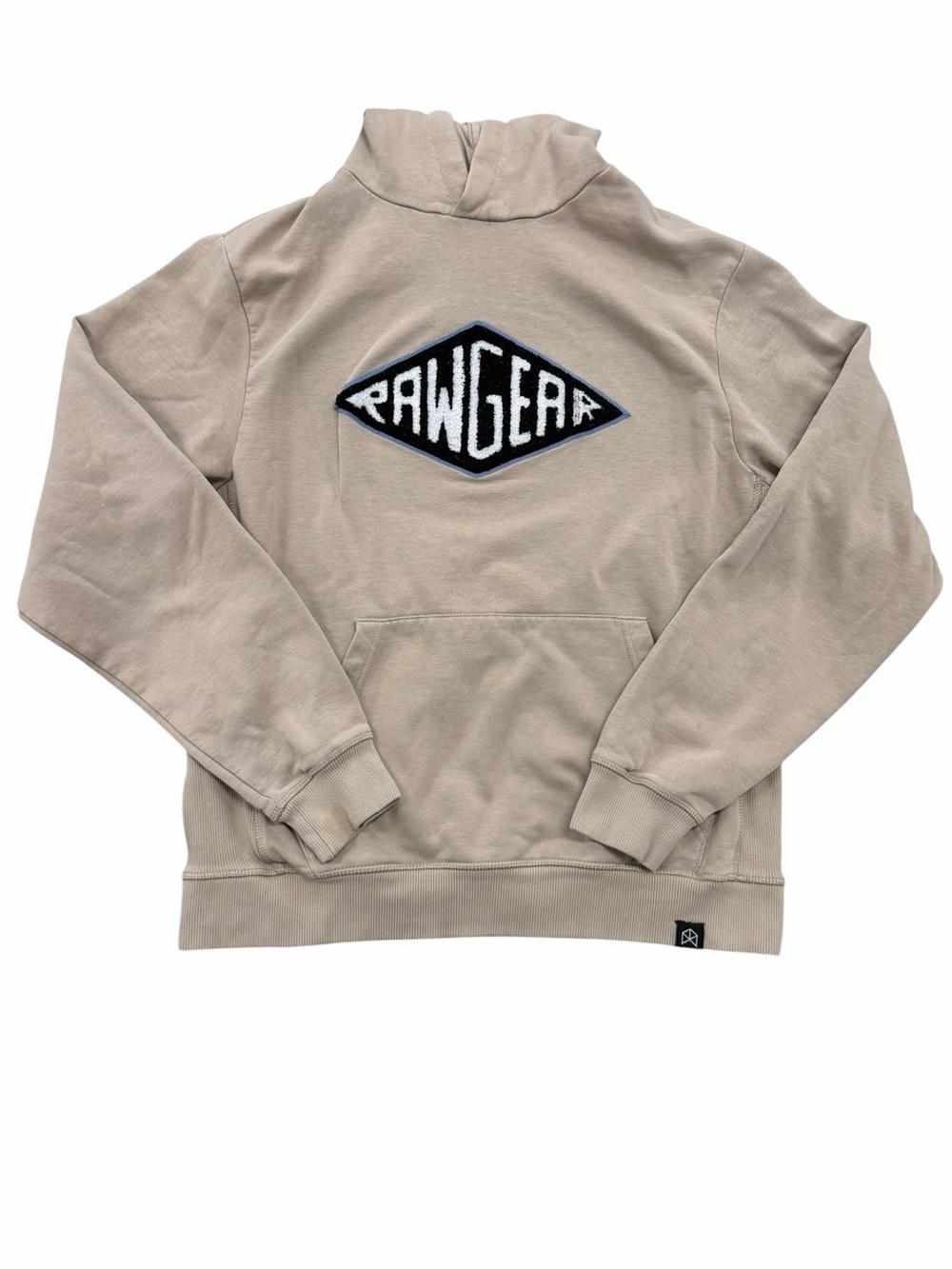 RawGear Men’s beige hoodie with logo in size XL, made in LA